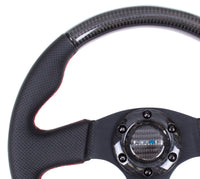 NRG Carbon Fiber Steering Wheel (315mm) Leather Trim w/Red Stitching - My Store