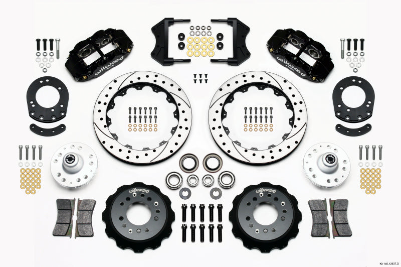 Wilwood Narrow Superlite 6R Front Hub Kit 12.88in Drilled 1965-1969 Mustang Drum Spindle - Mammoth Racing -