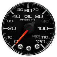 Autometer Spek-Pro Gauge Oil Press 2 1/16in 120psi Stepper Motor W/Peak & Warn Blk/Chrm - My Store