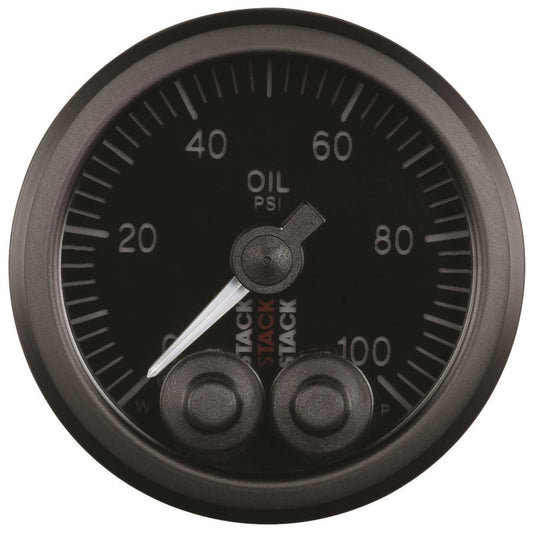 Autometer Stack Instruments Pro Control 52mm 0-100 PSI Oil Pressure Gauge - Black (1/8in Nptf Male)