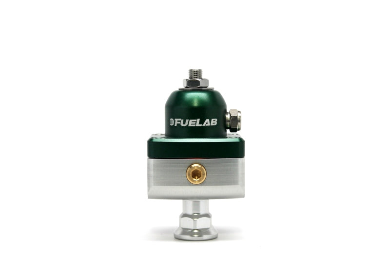 Fuelab 575 High Pressure Adjustable Mini FPR Blocking 25-65 PSI (1) -6AN In (2) -6AN Out - Green - Mammoth Racing -