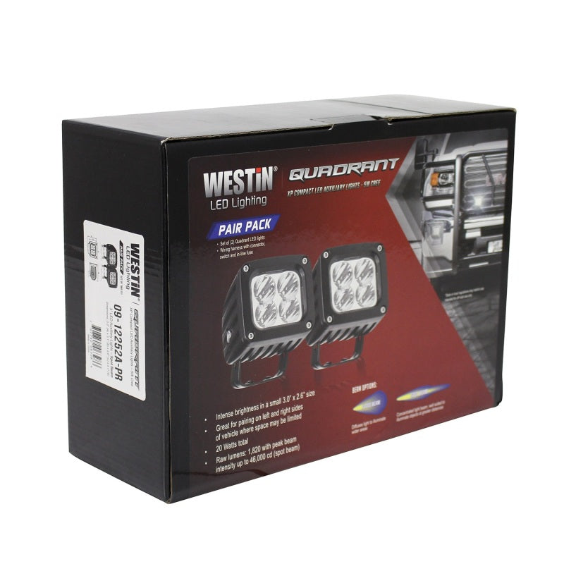 Westin Quadrant LED Auxiliary Light 3 inch x 2.5 inch Spot w/5W Cree (Set of 2) - Black - Mammoth Racing -