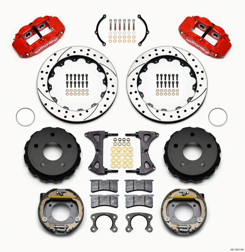Wilwood Narrow Superlite 4R Rear P-Brk Kit 12.88in Drilled Red Small Ford 2.36in Off Bronco 5 x 5.50 - Mammoth Racing -