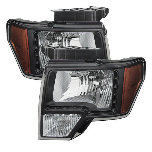 Xtune Ford F150 09-14 Amber Crystal LED Headlights Black HD-JH-FF15009-LED-AM-BK - Mammoth Racing -