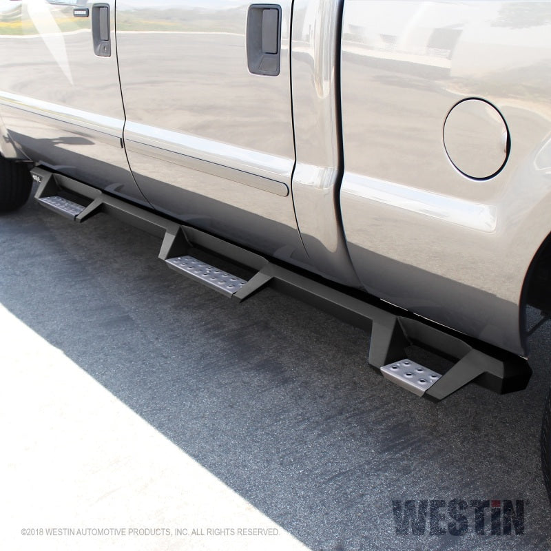 Westin/HDX 99-16 Ford F-250/350 Crew Cab (6.75ft Bed) Stainless Drop Nerf Step Bars - Textured Black - Mammoth Racing -
