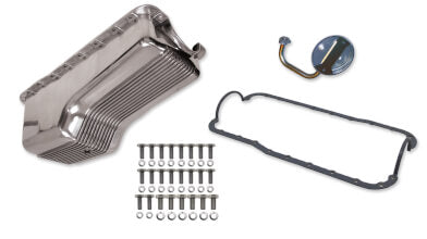 Weiand 6524fwnd Aluminum Oil Pan Kit 4 Quart Finned Aluminum Incl. Oil Pan/Gasket/Pump Pickup/Hardware Polished Finish Aluminum Oil Pan Kit - My Store