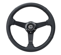 NRG Sport Steering Wheel (350mm / 1.5in Deep) Black Leather Black Stitch w/Matte Black Solid Spokes - My Store