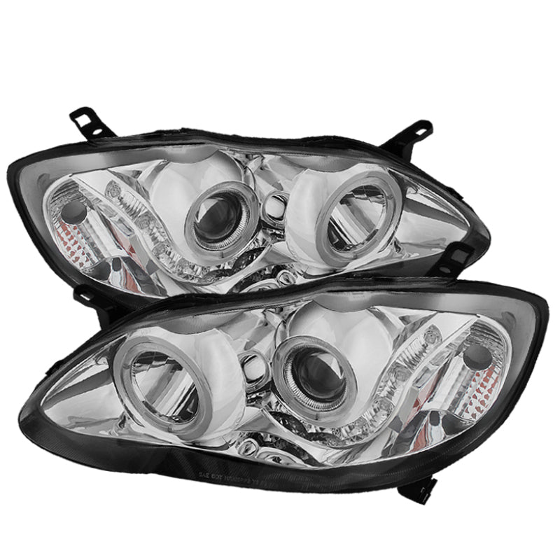 Xtune Toyota Corolla 03-08 Projector Headlights LED Halo Chrome PRO-JH-TC03-LED-AM-C - Mammoth Racing -