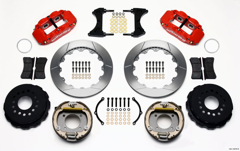 Wilwood Narrow Superlite 4R Rear P-Brk Kit 12.88in Red Chevy 12 Bolt w/ C-Clips - My Store