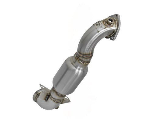 aFe 09-13 MINI Cooper S (R56) L4 1.6L (t) Twisted Steel Down Pipe 2-1/2in 304 Stainless Steel w/ Cat - Mammoth Racing -