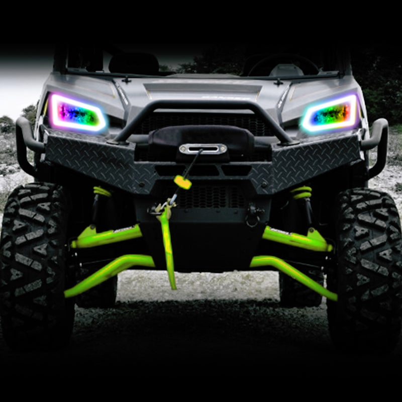 Oracle 14-19 Polaris Ranger 570/900/1000 Dynamic RGB+W Headlight Halo Kit - ColorSHIFT - Dynamic - Mammoth Racing -