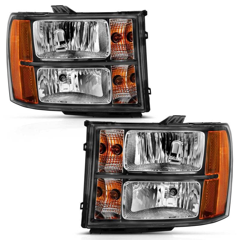 ANZO 2007-2013 Gmc Sierra 1500 Crystal Headlight  Black Amber - My Store