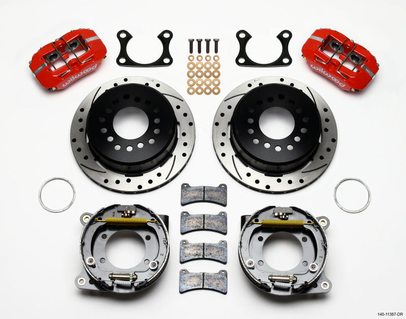 Wilwood Dynapro Low-Profile 11.00in P-Brake Kit Drill-Red Big Ford 2.36in Offset - Mammoth Racing -