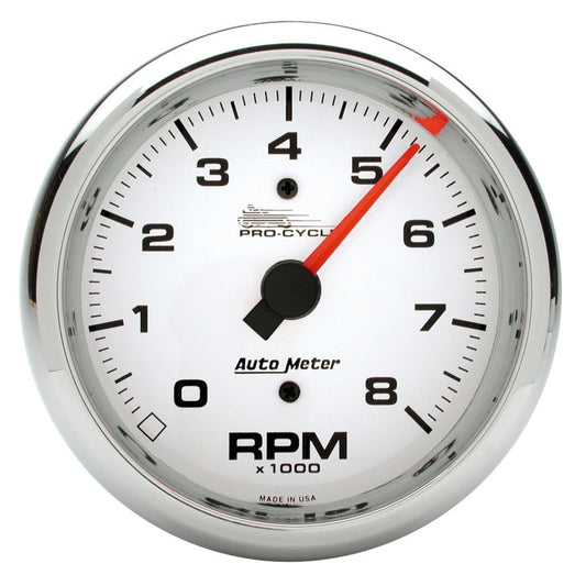Autometer Pro-Cycle Gauge Tach 3 3/4in 8K Rpm 2&4 Cylinder White - My Store