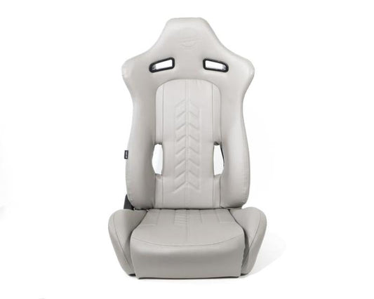 NRG Reclinable Sport Seats (Pair) The Arrow Grey Vinyl w/ Pressed NRG logo w/ Grey Stitch - My Store