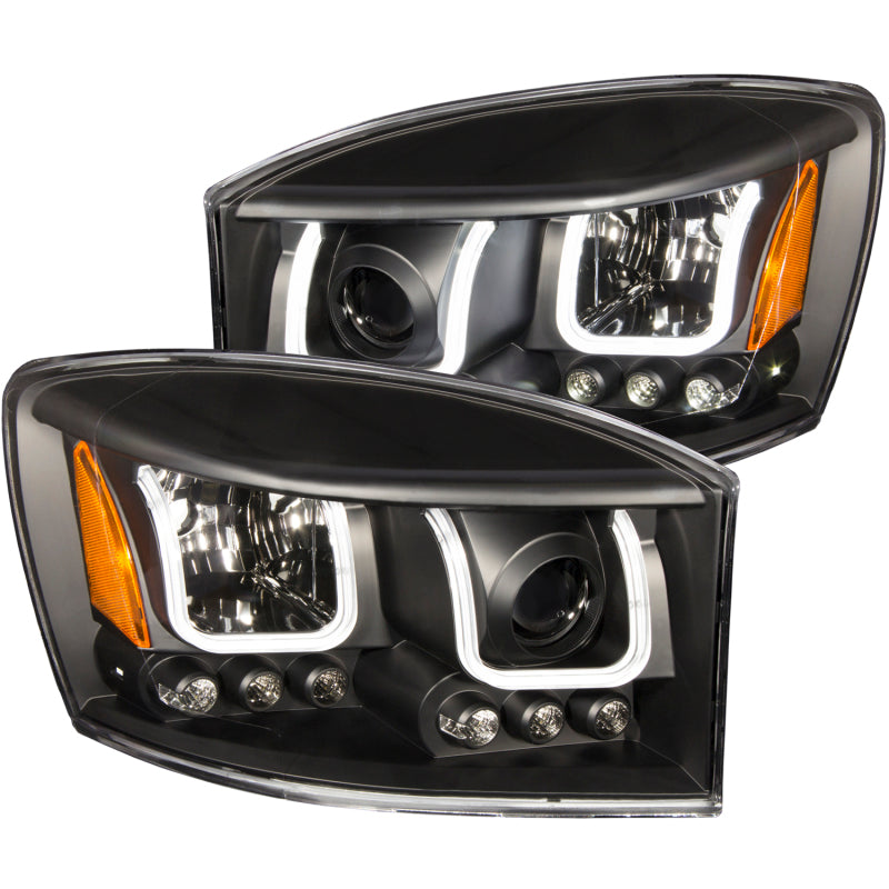 ANZO 2006-2008 Dodge Ram 1500 Projector Headlights w/ U-Bar Black - Mammoth Racing -