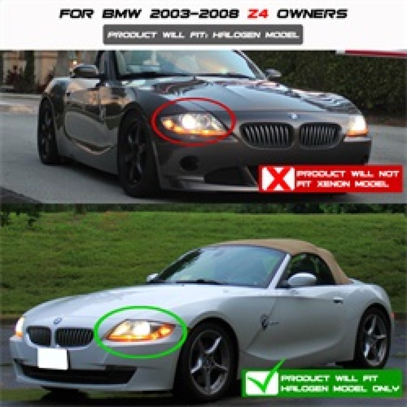 Spyder BMW Z4 03-08 Projector Headlights Halogen Model Only - LED Halo Black PRO-YD-BMWZ403-HL-BK - Mammoth Racing -