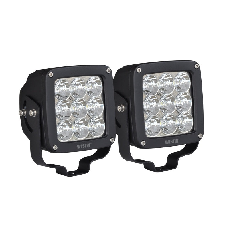Westin Axis LED Auxiliary Light 4.5 inch x 4.5 inch Square Spot w/3W Osram (Set of 2) - Black - Mammoth Racing -