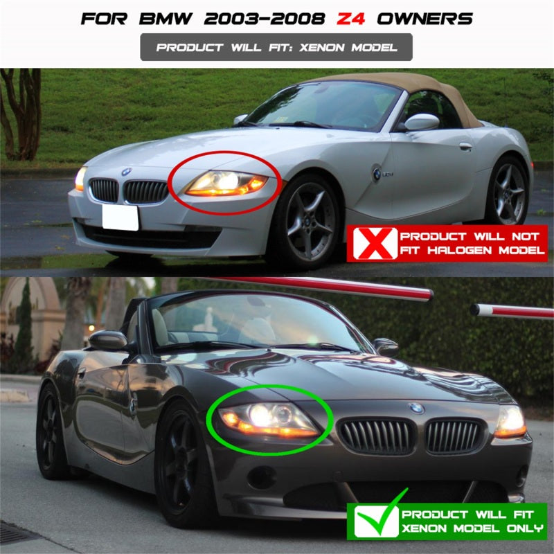 Spyder BMW Z4 03-08 Projector Headlights Xenon/HID Model Only - LED Halo Black PRO-YD-BMWZ403-HID-BK - Mammoth Racing -