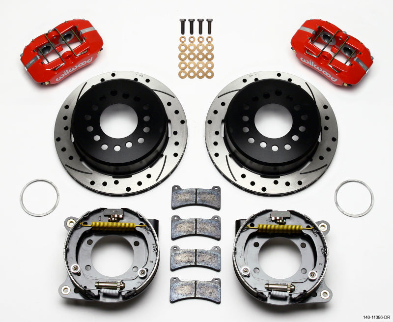 Wilwood Dynapro Low-Profile 11.00in P-Brake Kit Drill-Red Ford 8.8 w/2.50in Offset-5 Lug - Mammoth Racing -
