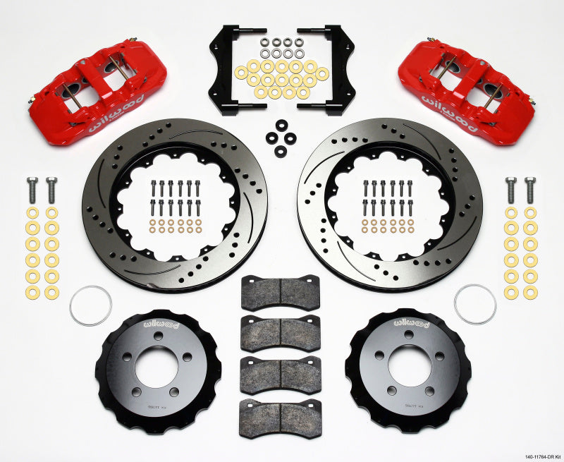 Wilwood Aero6 Front Hat Kit 14.25 Drilled Red 2006-10 Magnum/Challngr/Chrgr/300C - Mammoth Racing -