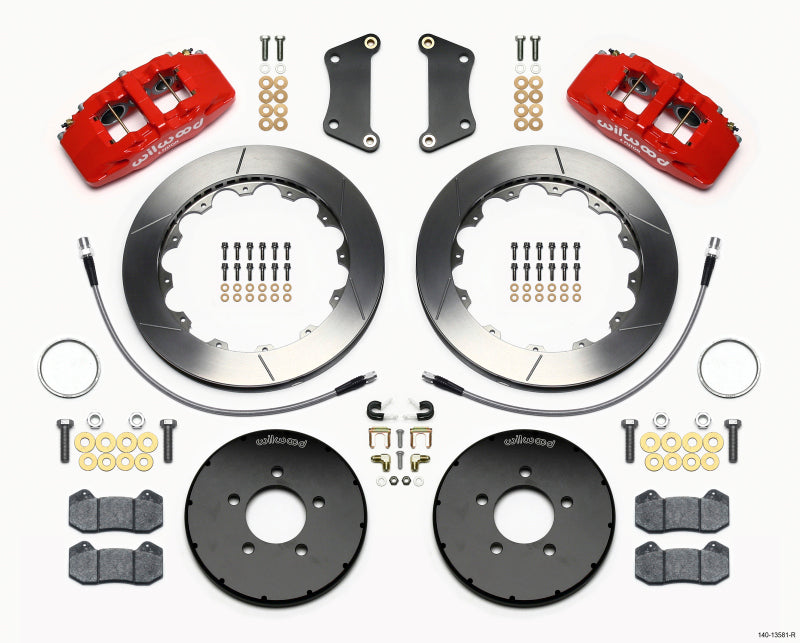 Wilwood Dynapro 6 Front Hat Kit 12.88in Red 2005-Up Mazda 3 w/ Lines - My Store