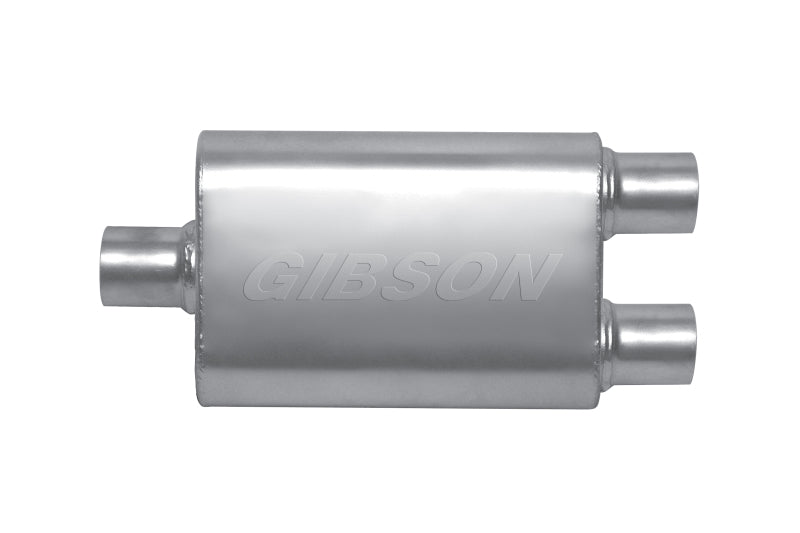 Gibson MWA Superflow Center/Dual Oval Muffler - 4x9x14in/3in Inlet/3in Outlet - Stainless - Mammoth Racing -