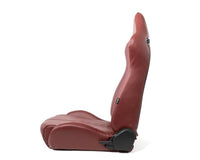 NRG Reclinable Sport Seats (Pair) The Arrow Maroon Vinyl w/ Pressed NRG logo w/ Maroon Stitch - My Store