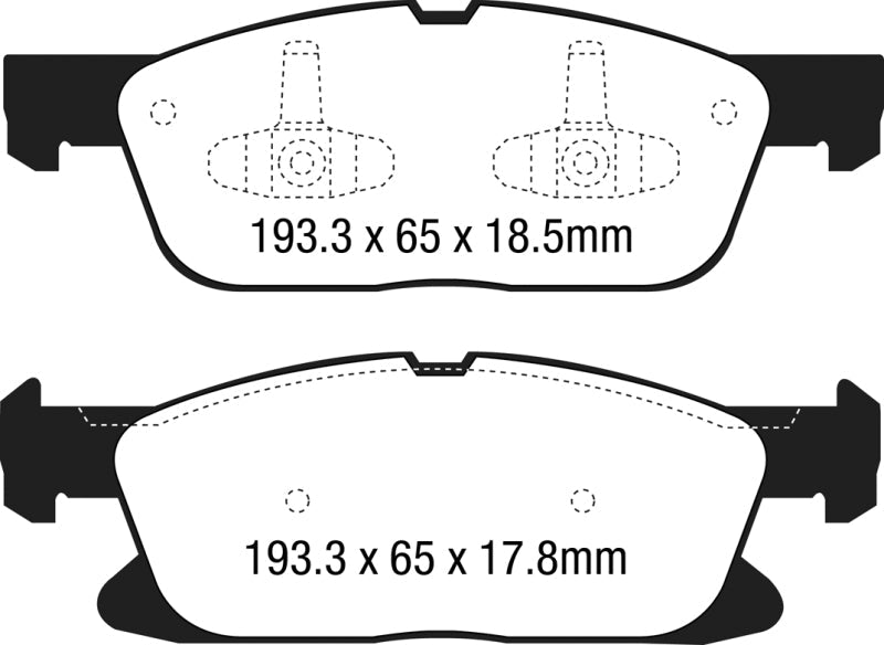 EBC 15+ Ford Edge 2.0 Turbo FWD Yellowstuff Front Brake Pads - My Store