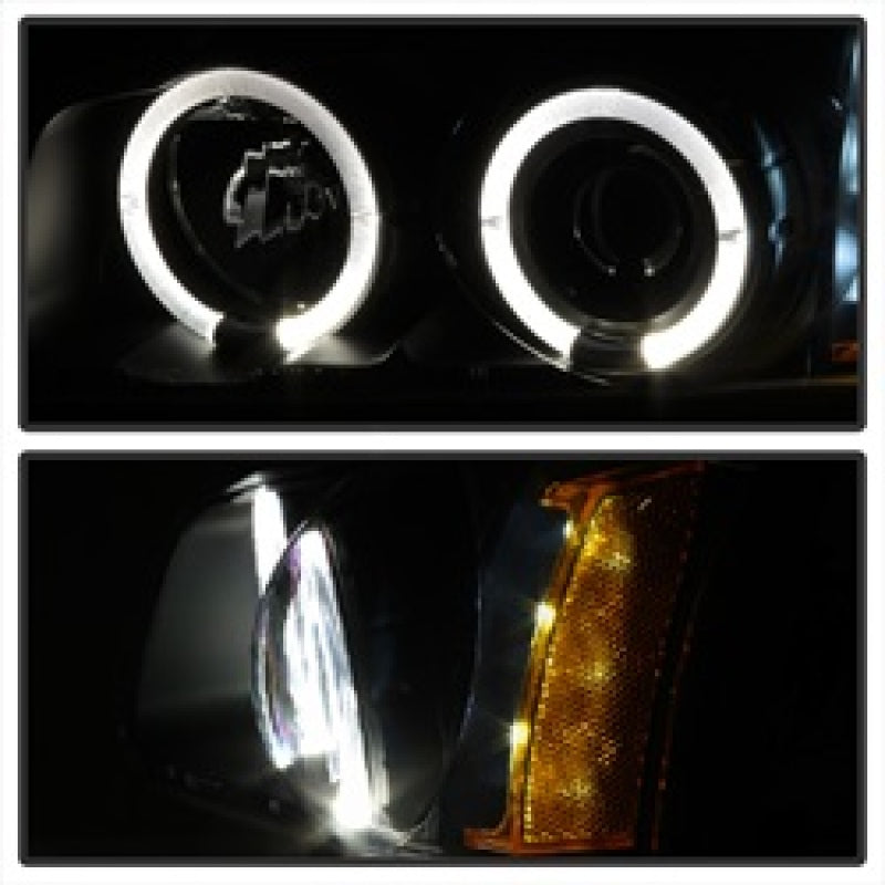 Spyder Chevy Silverado 1500 03-06 Projector LED Halo LED Amber Reflctr Blk PRO-YD-CS03-AM-BK - Mammoth Racing -