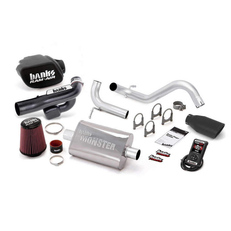 Banks Power 12-14 Jeep 3.6L Wrangler (All) 2dr Stinger Sys w/ AutoMind - SS Single Exh w/ Black Tip - Mammoth Racing -