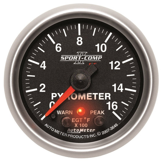 Autometer Sport-Comp II Full Sweep Electronic 0-1600 Deg F EGT/Pyrometer Peak & Warn w/ Elec Control - My Store