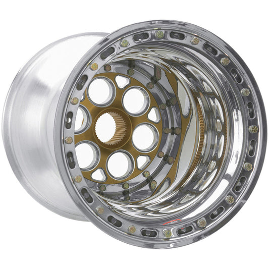 Weld Magnum Sprint 15x15 / 42-Spline / 6in. BS Gold Wheel - Inner Beadlock / No Cover - Mammoth Racing -