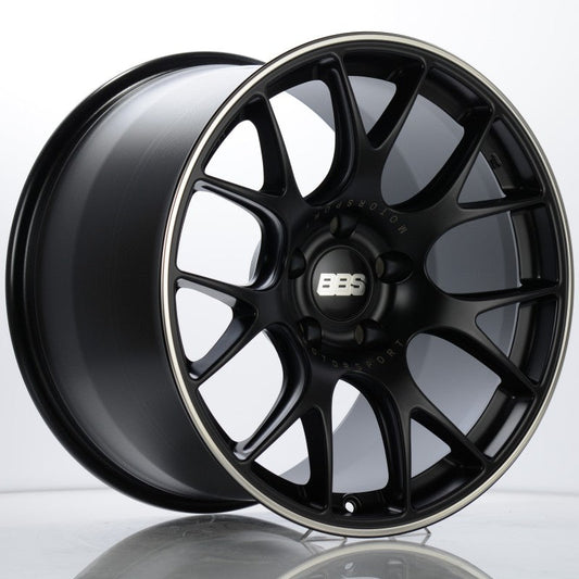 BBS CH-R 19x12 5x130 ET45 CB71.6 Satin Black Polished Rim Protector Wheel w/ Motorsport Etching - Mammoth Racing -