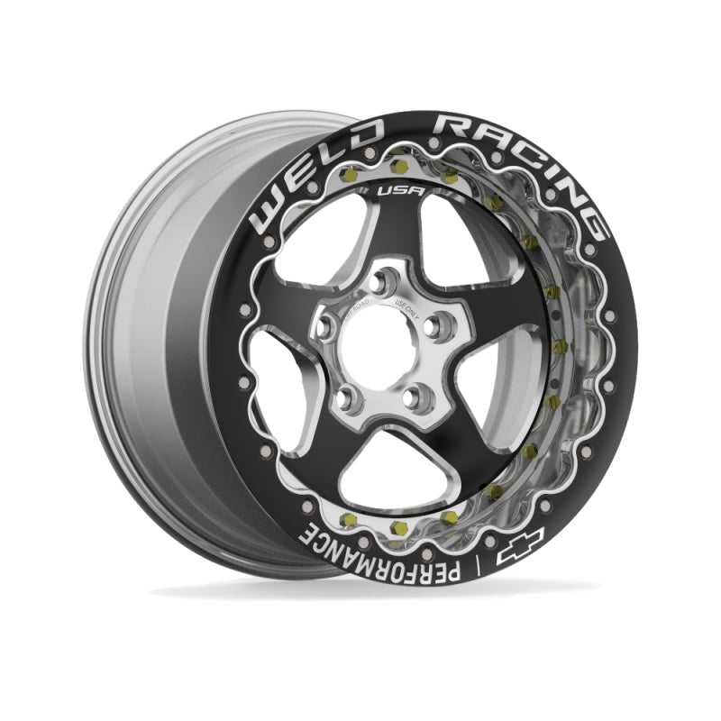 Weld Chevrolet Performance 16x10 / 5x120 BP / 7in. BS Black Center Wheel - Single Beadlock - Mammoth Racing -