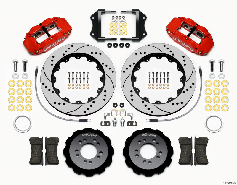 Wilwood Narrow Superlite 6R Front Hat Kit 14.00in Drill Red 2013-Up Ford Focus ST w/ Lines - Mammoth Racing -