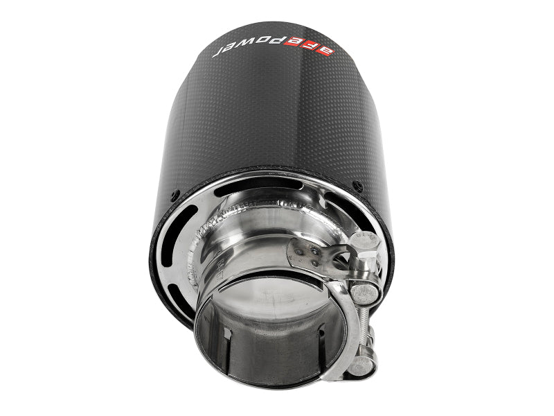 aFe MACH Force-Xp 304 SS Clamp-On Exhaust Tip 2.5in. Inlet / 4.5in. Outlet / 7in. L - Carbon Fiber - Mammoth Racing -