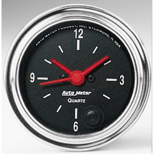 Autometer Traditional Chrome 2-1/16in 12hr Analog Clock Gauge - My Store