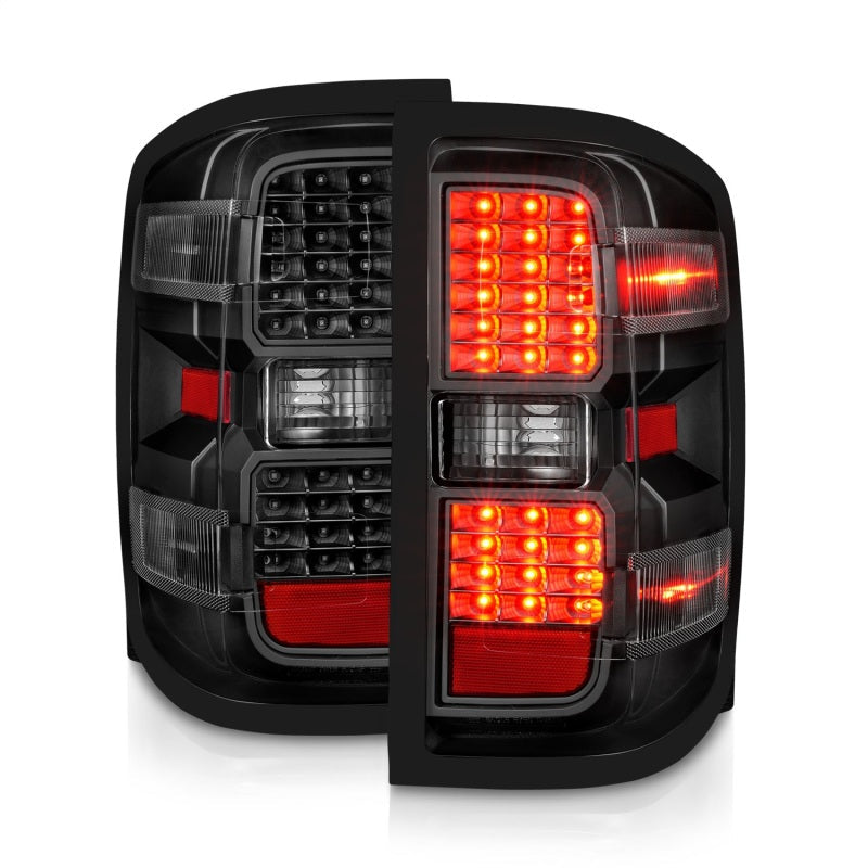 ANZO 15-19 Chevy Silverado 2500HD/3500HD (Factory Halogen Only) LED Tail Lights Black w/Clear Lens - Mammoth Racing -