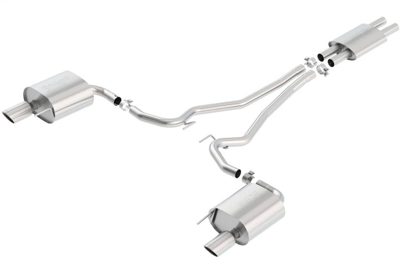 Borla Cat Back 15-17 Ford Mustang 3.7L V6 MT/AT 2.25in Pipe 4in Single Round Rolled Tips - Mammoth Racing -