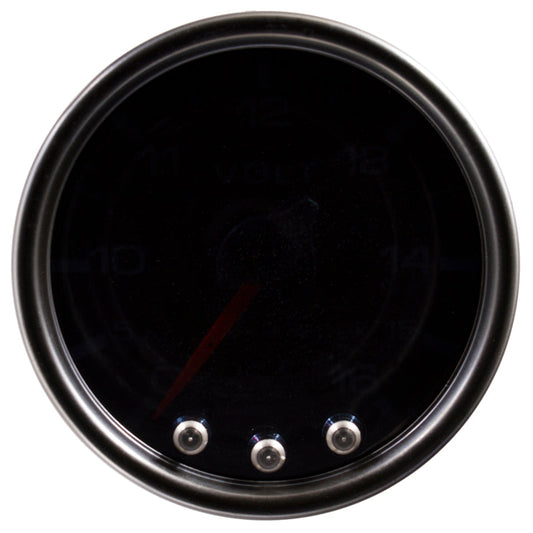 Autometer Spek-Pro Gauge Voltmeter 2 1/16in 16V Stepper Motor W/Peak & Warn Blk/Smoke/Blk - My Store