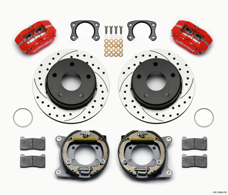Wilwood Dynapro Lug Mount P/S Park Brake Kit Drilled Red Big Ford New 2.38in Off Bronco 5 x 5.50 - My Store