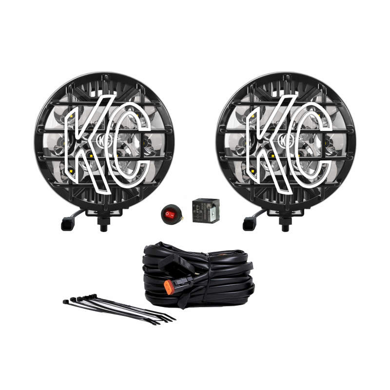 KC HiLiTES SlimLite 6in. LED Light 50w Spot Beam (Pair Pack System) - Black - Mammoth Racing -