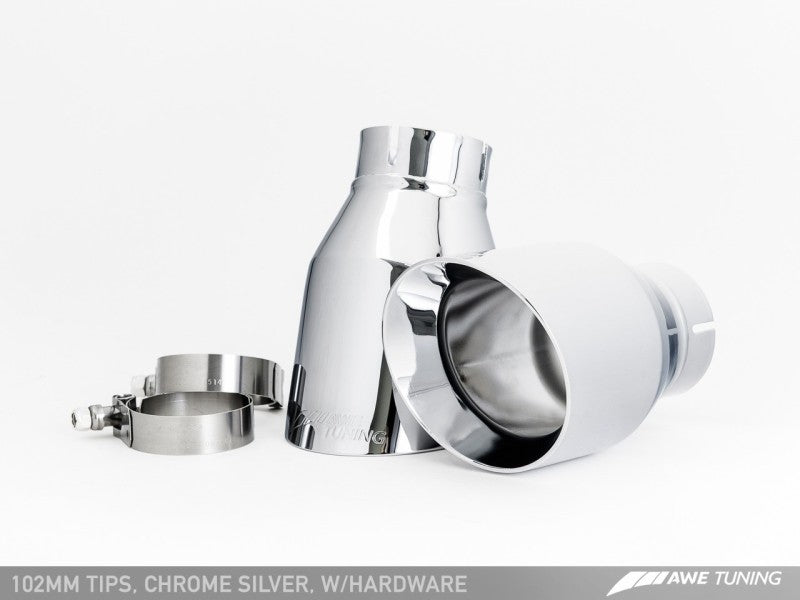 AWE Tuning Audi C7 A7 3.0T Touring Edition Exhaust - Quad Outlet Chrome Silver Tips - Mammoth Racing -