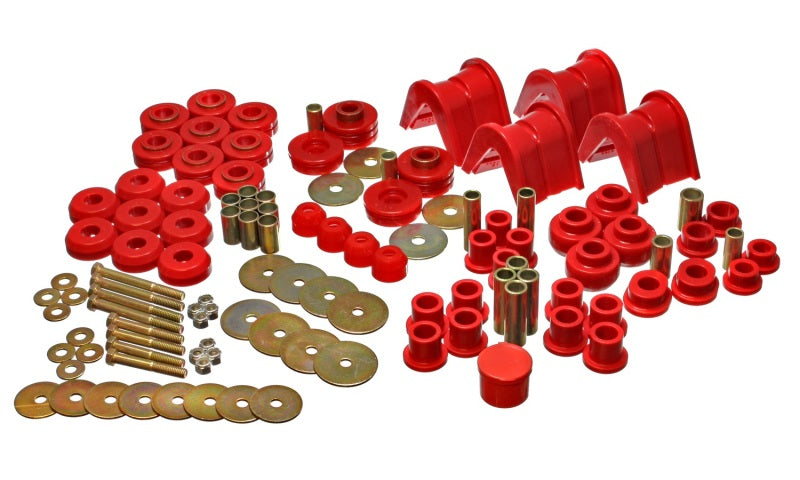 Energy Suspension 66-77 Ford Bronco 4WD (w/ 2 Deg C-Bushings) Red Hyper-Flex Master Bushing Set - Mammoth Racing -