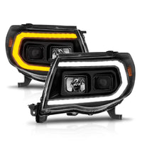 ANZO 05-11 Toyota Tacoma Projector Headlights w/Light Bar Switchback Black Housing - My Store