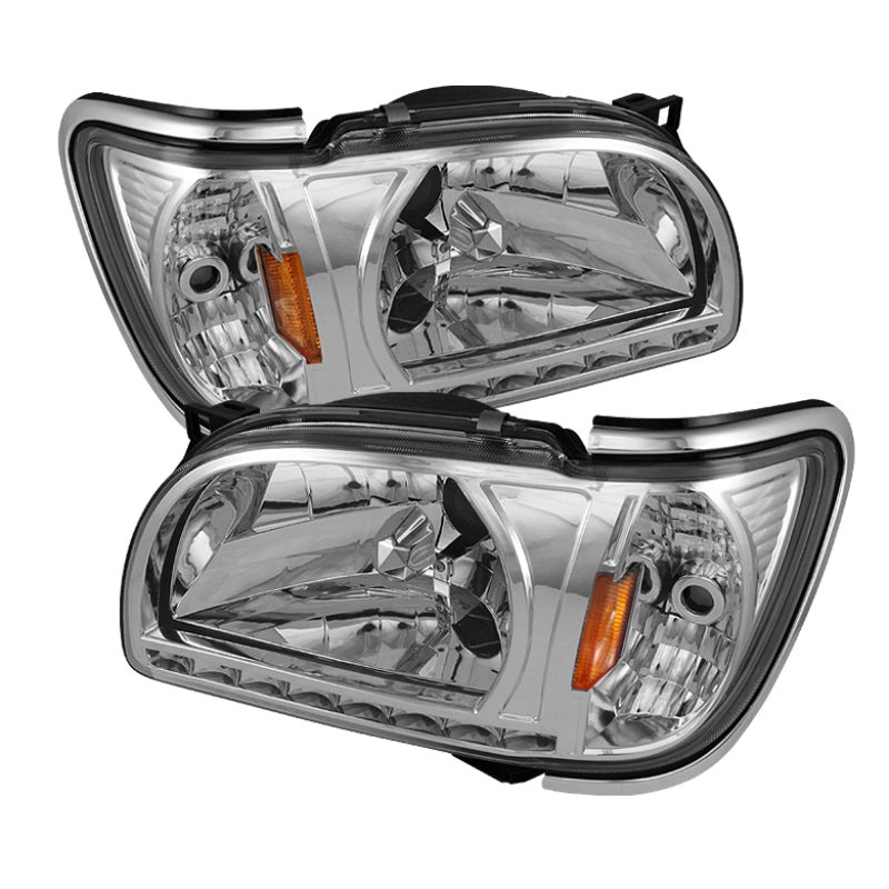 Xtune Toyota Tacoma 01-04 1 Piece w/ Chrome Trim Corner Crystal Headlights HD-ON-TT01-1PC-LED-CC-C - Mammoth Racing -