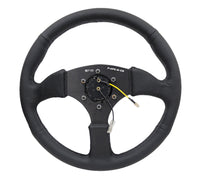 NRG Reinforced Steering Wheel (350mm / 2.5in. Deep) Blk Leather Comfort Grip w/5mm Matte Blk Spokes - My Store