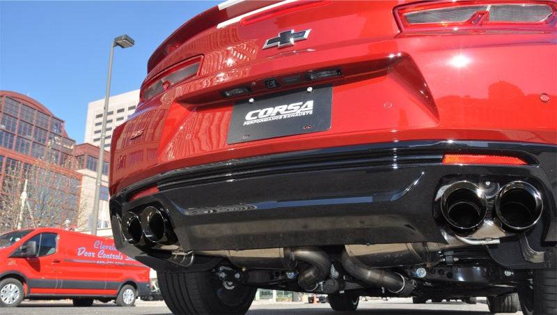 Corsa 16-18 Chevy Camaro SS 6.2L Xtreme+ 2.75in Cat-Back Dual Rear Exit w/ Twin 4in Black PVD Tips - Mammoth Racing -