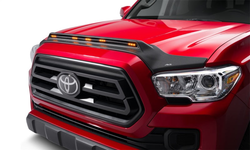 AVS 2016-2019 Toyota Tacoma Aeroskin Low Profile Hood Shield w/ Lights - Black - Mammoth Racing -